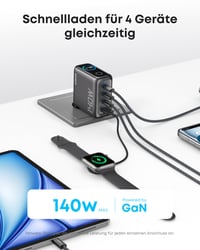 Încărcător Anker 140W USB-C, Încărcător Laptop, Adaptor de Rețea cu 4 Porturi pentru Mai Multe Dispozitive 2