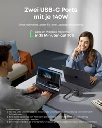 Încărcător Anker 140W USB-C, Încărcător Laptop, Adaptor de Rețea cu 4 Porturi pentru Mai Multe Dispozitive 3