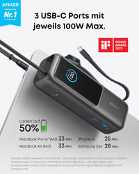 Anker 25000 mAh 165W Laptop Powerbank 3 USB-C Repülőgép-kompatibilis - black 2