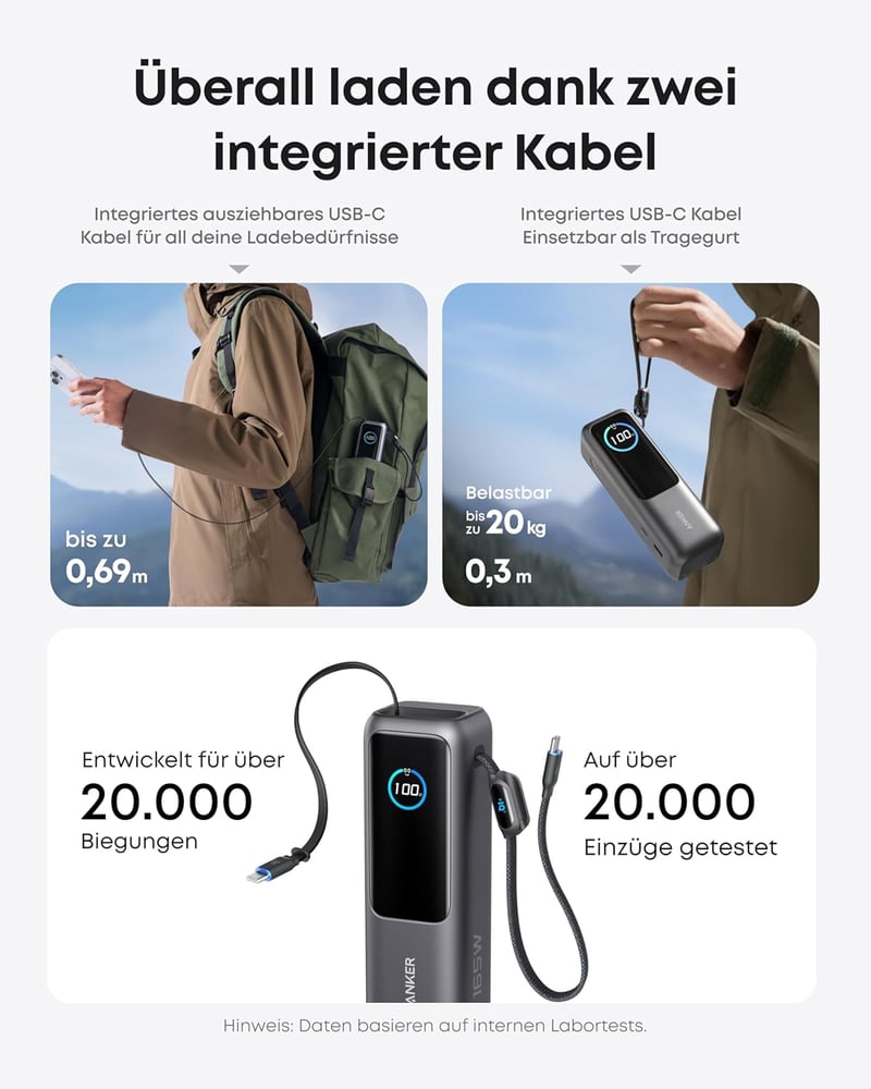 Anker 25000 mAh 165W Laptop Powerbank 3 USB-C Repülőgép-kompatibilis - black