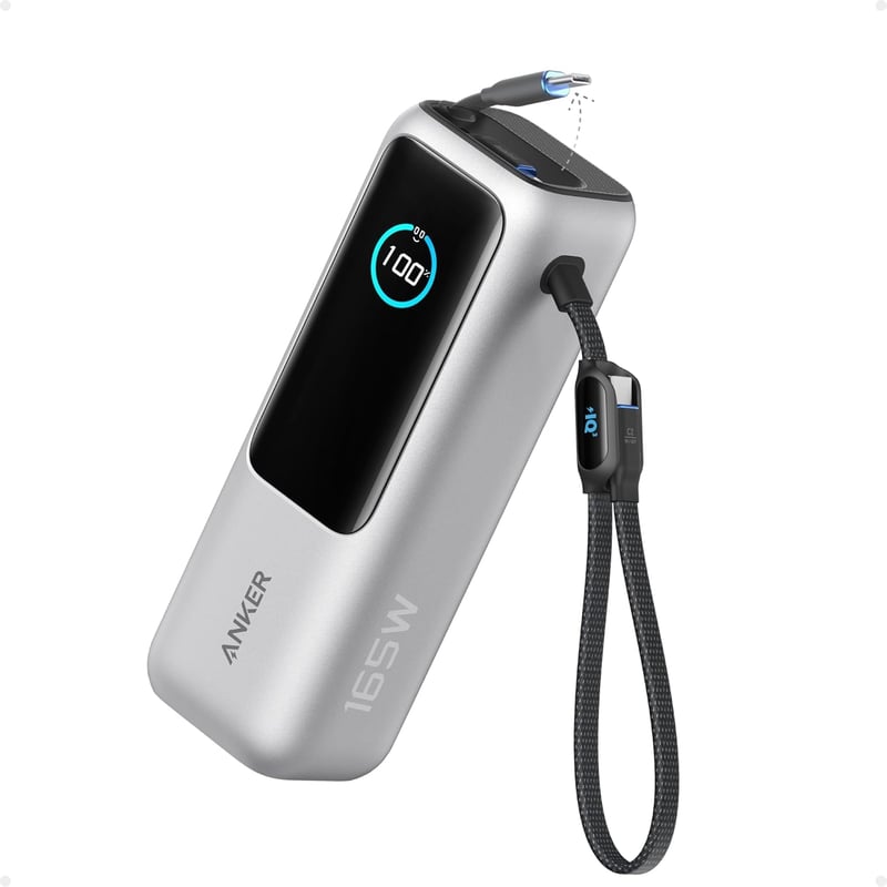 Anker Powerbank na notebook 25 000 mAh, celkový výkon 165 W, prenosná batéria na cesty – strieborná