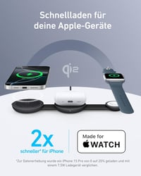 Anker MagGo Qi2 3-v-1 skladacia bezdrôtová nabíjacia stanica 15W 3