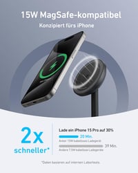 Anker MagGo 15W Qi2 MagSafe vezeték nélküli töltőállomás USB-C kábellel, tápegység nélkül 2