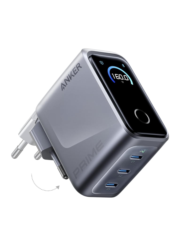 Nabíjačka Anker Prime 160W USB-C, kompaktný 3-portový GaN nabíjací adaptér