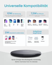 Pad de încărcare wireless Anker certificat Qi, 10W Max, compatibil Samsung, încărcare rapidă 2