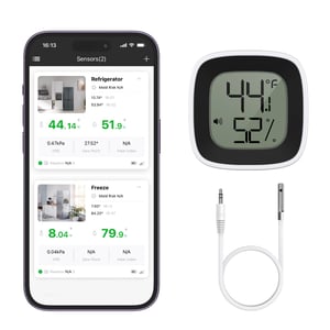 Termometru Bluetooth Ankilo cu alertă inteligentă, senzor de temperatură pentru frigider și acvariu, control prin aplicație, rază de acțiune 50 m, 1 buc.