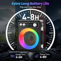 Ankuka Hordozható Karaoke Gép 2 Vezeték Nélküli Mikrofonnal, 15W Bluetooth Hangszóró LED Fényeffektussal 4