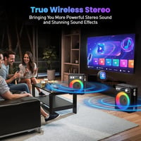 Ankuka Hordozható Karaoke Gép 2 Vezeték Nélküli Mikrofonnal, 15W Bluetooth Hangszóró LED Fényeffektussal 6
