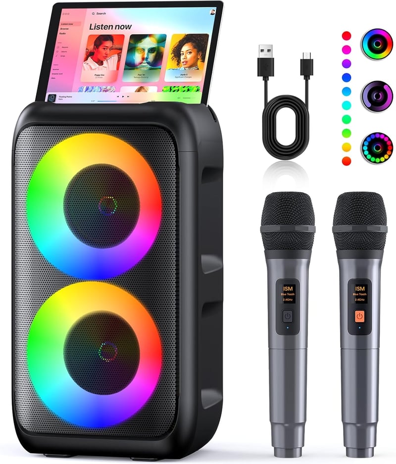 Ankuka Karaoke Gép 2025 2 Mikrofonnal Bluetooth Hangszóróval TV Okostelefon Támogatás