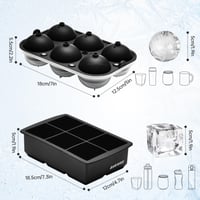 Ankway silikonski kalup za led, 2 komada, s poklopcem za kugle i kocke leda, bez BPA, za viski i koktele, lako vađenje 4