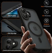 ANLYGOLD puzdro pre iPhone 17 kompatibilné s MagSafe, matný priehľadný čierny ochranný kryt so vstavaným magnetickým krúžkom, kompletnou ochranou fotoaparátu a 2 ks 9H tvrdených skiel 6