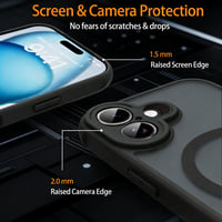 ANLYGOLD puzdro pre iPhone 17 kompatibilné s MagSafe, matný priehľadný čierny ochranný kryt so vstavaným magnetickým krúžkom, kompletnou ochranou fotoaparátu a 2 ks 9H tvrdených skiel 7