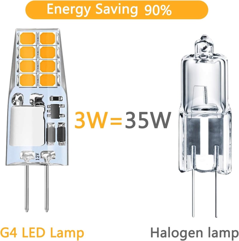 Anmossi G4 LED izzó 3W meleg fehér 3000K 12V 10db csomag