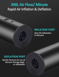 anngrowy Vezeték nélküli Elektromos Légpumpa 2000mAh Akkumulátorral Medence és Felfújható Ágyhoz 8