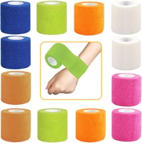 Annhao Öntapadó Rugalmas Kötszer 12 Tekercs - 5cm x 4.5m Sport Bandázs Kézre, Lábra, Térdre - Légáteresztő Elasztikus Fásli 12 Színben 1