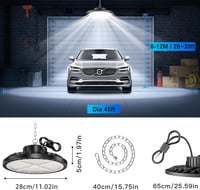 Pachet 2 bucăți proiector industrial cu LED ANNIFUNLY UFO 200W, 28000 lumeni, 6500K alb rece, IP65, pentru garaj, depozit, fabrică, stadion, hală 6
