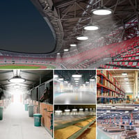 Pachet 2 bucăți proiector industrial cu LED ANNIFUNLY UFO 200W, 28000 lumeni, 6500K alb rece, IP65, pentru garaj, depozit, fabrică, stadion, hală 7