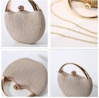 Anopo Női Flitteres Alkalmi Táska - Elegáns Estélyi Clutch Láncos Pánttal - Kerek Kézitáska Esküvőre, Bálra és Partikra 3