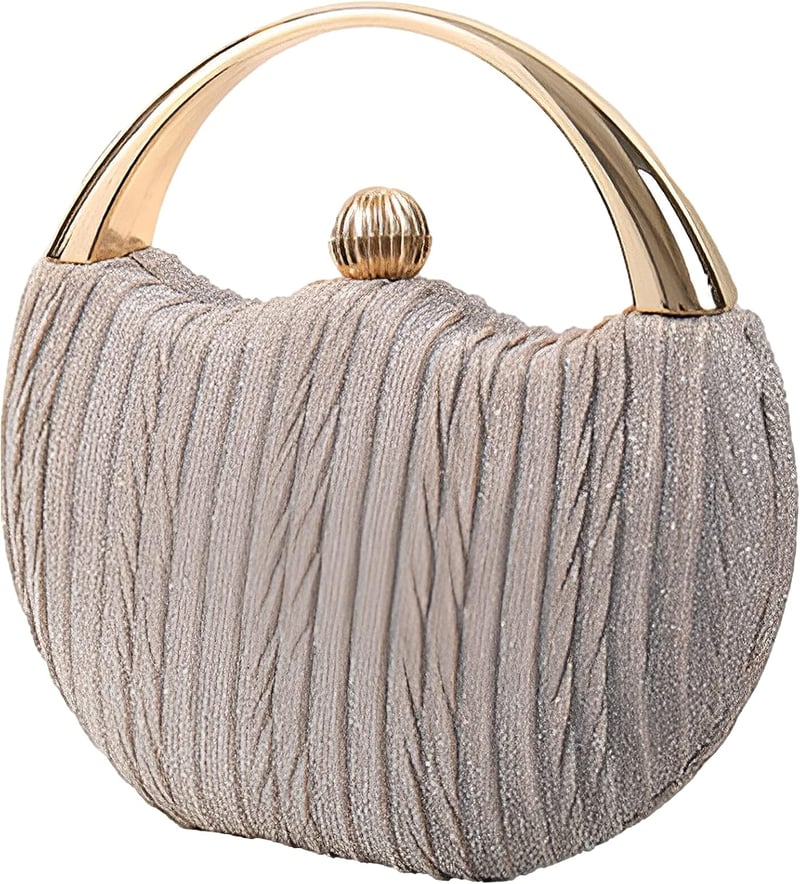 Anopo Női Flitteres Alkalmi Táska - Elegáns Estélyi Clutch Láncos Pánttal - Kerek Kézitáska Esküvőre, Bálra és Partikra