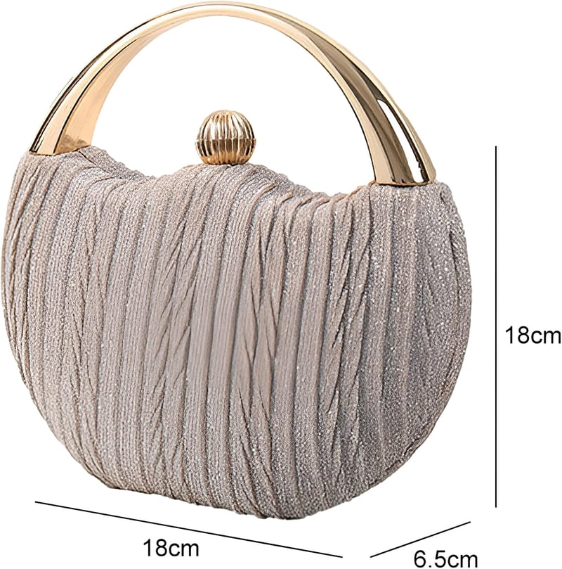 Anopo Női Flitteres Alkalmi Táska - Elegáns Estélyi Clutch Láncos Pánttal - Kerek Kézitáska Esküvőre, Bálra és Partikra