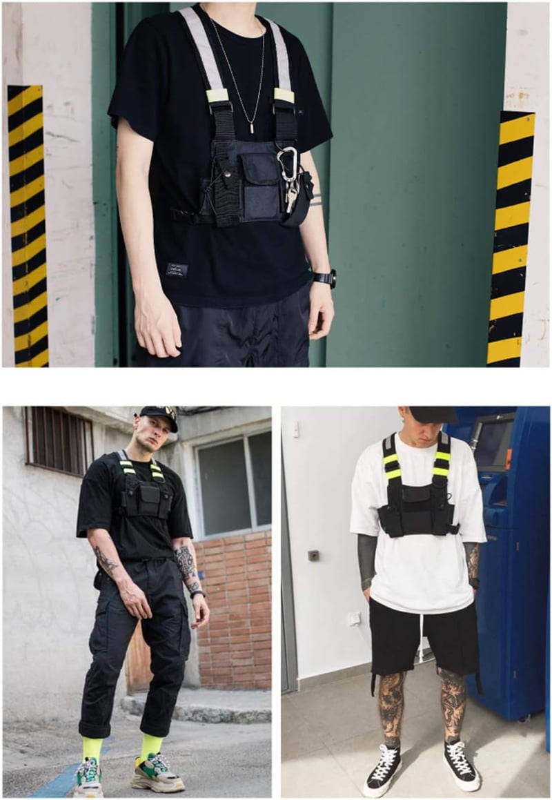 ANPPEX Mellkasi Táska Rádió Tartó Hátizsák Motorola Baofeng Kenwood Készülékekhez Hip Hop Streetwear Csípőtáska