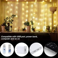 Anpro USB LED Fényfüggöny 300 LED - 3x3m Meleg Fehér Világítás 8 Fénymóddal, Távirányítóval - Beltéri Dekoráció Esküvőre, Partira 2