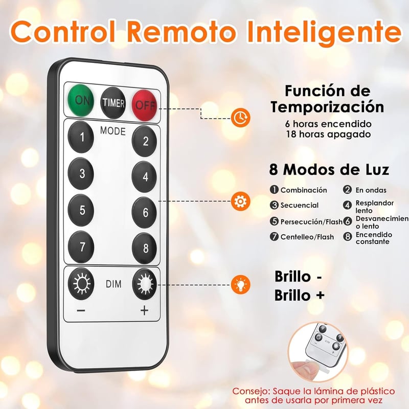 Anpro USB LED Fényfüggöny 300 LED - 3x3m Meleg Fehér Világítás 8 Fénymóddal, Távirányítóval - Beltéri Dekoráció Esküvőre, Partira