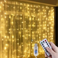 Anpro USB LED Fényfüggöny 300 LED - 3x3m Meleg Fehér Világítás 8 Fénymóddal, Távirányítóval - Beltéri Dekoráció Esküvőre, Partira 1