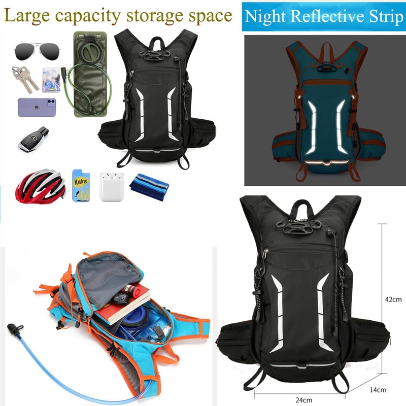 ANPTER Túra Hátizsák Férfi Női Vízálló Trekking Táska Laptop Rekesszel Könnyű Outdoor Kirándulás Utazás Fekete