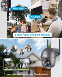 ANRAN 2K Kültéri WiFi Biztonsági Kamera 360° Forgatható Napelemes PIR Mozgásérzékelővel, Reflektorfénnyel, Kétirányú Hanggal, Éjjellátóval,  4