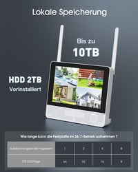 ANRAN 3K Kültéri WiFi Kamerarendszer - 8CH 10.5" Monitoros NVR 4db 5MP PTZ Kamerával, Automatikus Követés, Személy/Jármű/Állat Érzékelés, 2T 3