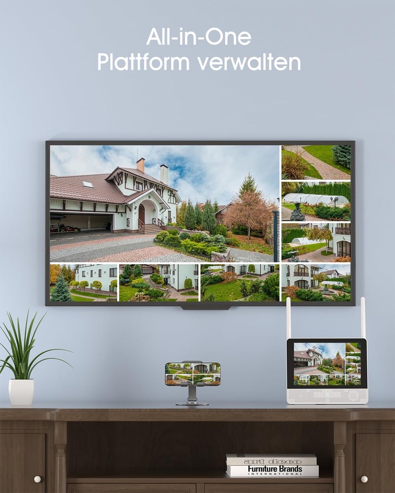 ANRAN 3K Kültéri WiFi Kamerarendszer - 8CH 10.5" Monitoros NVR 4db 5MP PTZ Kamerával, Automatikus Követés, Személy/Jármű/Állat Érzékelés, 2T