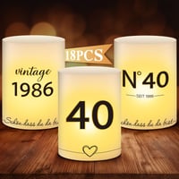 Set 18 Suporturi pentru Lumânări Anruzon, Decor de Masă pentru Zi de Naștere – Decorațiune cu Eucalipt pentru Femei și Bărbați – Decorațiuni de Petrecere „Happy Birthday” pentru Lumânări Pastilă și Lumânări Clasice 1