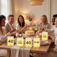 Set 18 Suporturi pentru Lumânări Anruzon, Decor de Masă pentru Zi de Naștere – Decorațiune cu Eucalipt pentru Femei și Bărbați – Decorațiuni de Petrecere „Happy Birthday” pentru Lumânări Pastilă și Lumânări Clasice 3