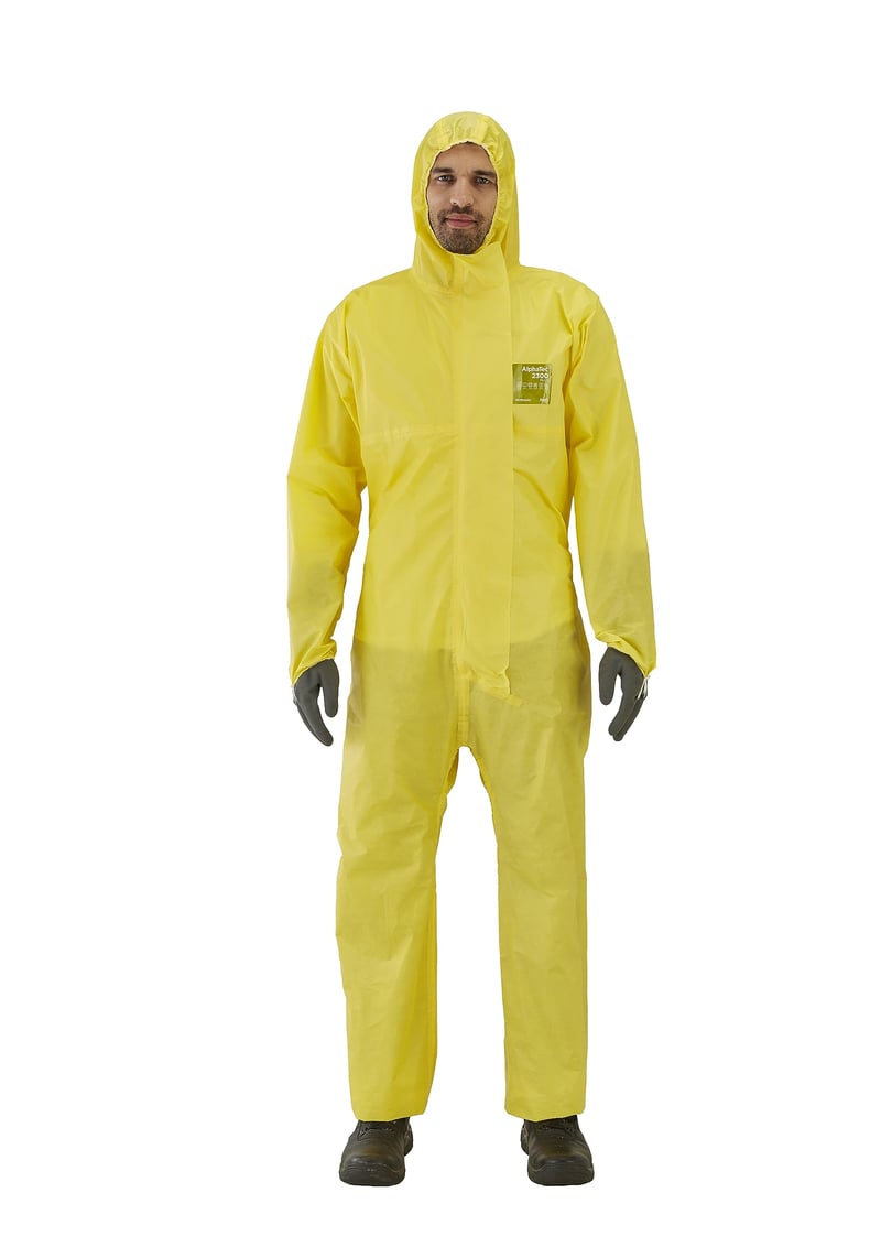 Unisex jednorazový ochranný overal s kapucňou Ansell AlphaTec 2300 Y23T132 - žltý