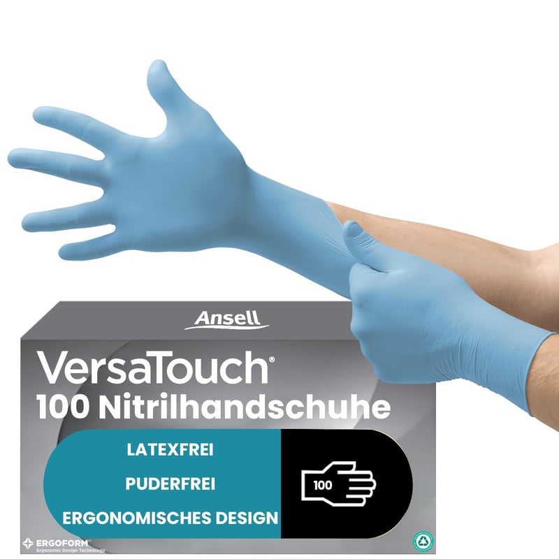 Ansell VersaTouch 92-471 Nitril Egyutas Kesztyű Kék M 100db Latex Mentes