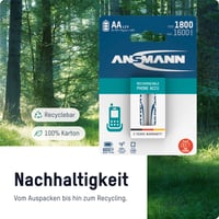 Nabíjateľné batérie Ansmann AA NiMH 1300 mAh pre DECT telefóny a pestúnky, 2 ks, prednabité, s nízkym samovybíjaním 4