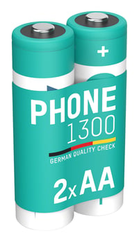 Nabíjateľné batérie Ansmann AA NiMH 1300 mAh pre DECT telefóny a pestúnky, 2 ks, prednabité, s nízkym samovybíjaním 1