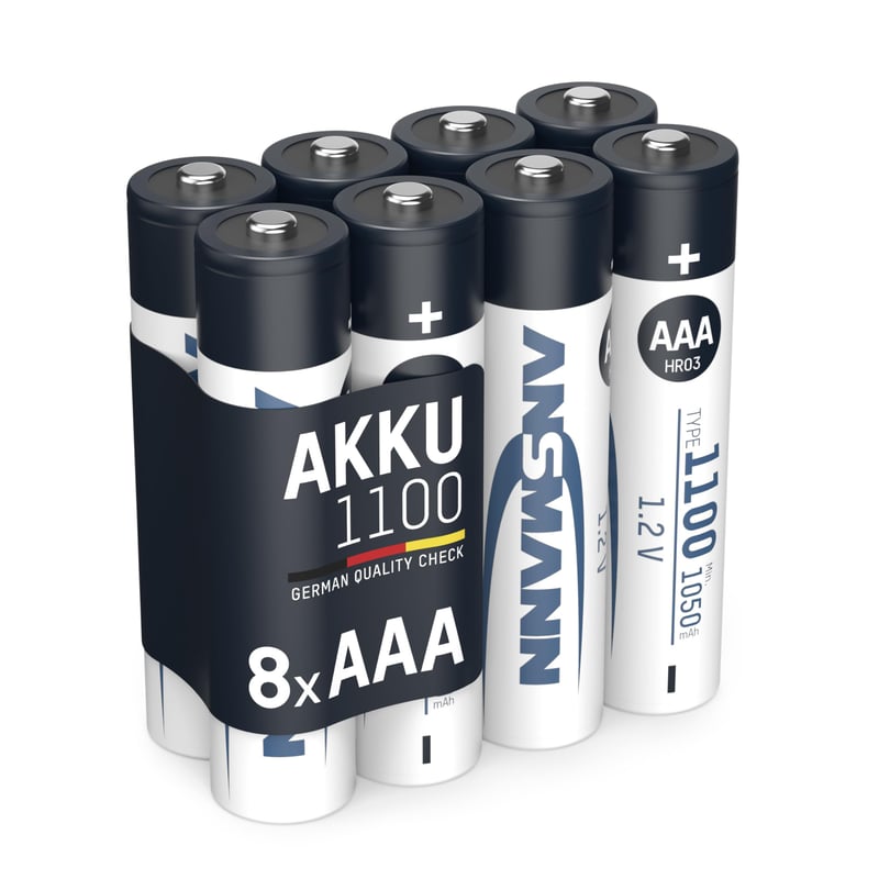 Nabíjateľné batérie Ansmann AAA Micro NiMH 1050 mAh 1,2 V – balenie 8 ks – pre DECT telefóny, fotoaparáty, MP3 prehrávače, solárne svetlá a čelovky