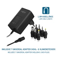Sursă de alimentare universală Ansmann APS 300 12V – cu 7 adaptoare – pentru dispozitive electrice mici 3-12V – max. 300 mA 7