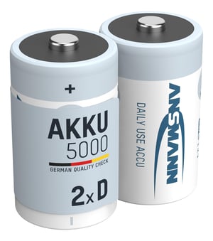 Ansmann HR20 Mono D punjiva NiMH baterija 1,2V 5000mAh - 2 kom - Punjiva baterija s niskim samopražnjenjem za radio, zvučnike i igračke