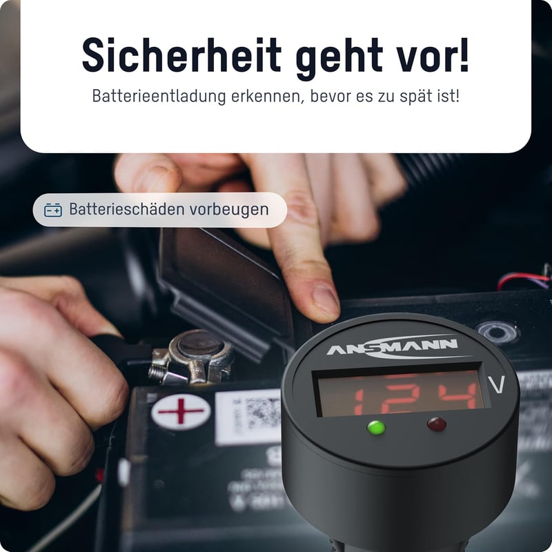 ANSMANN Power Check 12/24V feszültségmérő autó akkumulátor teszter LED kijelzővel