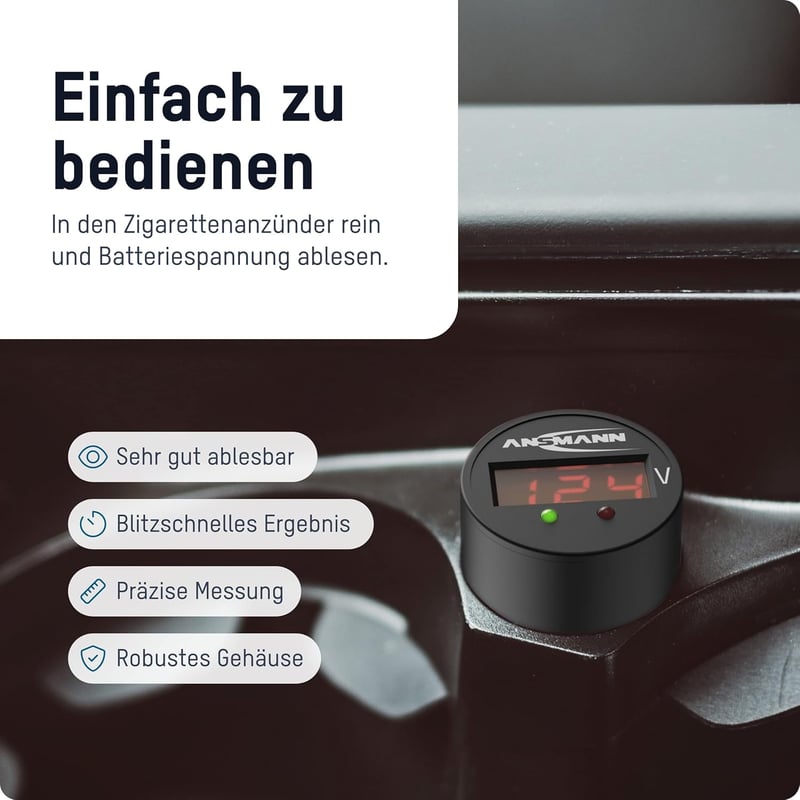 ANSMANN Power Check 12/24V feszültségmérő autó akkumulátor teszter LED kijelzővel