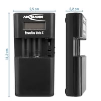 Univerzálna nabíjačka batérií Ansmann Powerline Vario X pre akumulátory do fotoaparátov, Li-Ion, LiPo, NiMH a 2x AA / 2x AAA batérie s nastaviteľným nabíjacím slotom, čierna 5