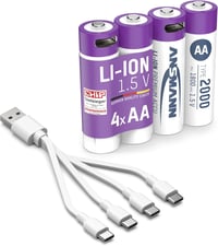 Ansmann Mignon AA újratölthető Li-Ion elem C-csatlakozóval, 1800 mAh, 1,5 V - 4 db 1