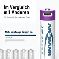 Ansmann Mignon AA újratölthető Li-Ion elem C-csatlakozóval, 1800 mAh, 1,5 V - 4 db 5