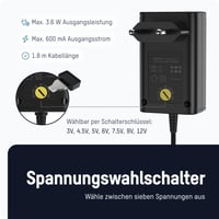 Univerzálny sieťový adaptér Ansmann 3-12V 300mA DC spínaný napájací zdroj so 7 konektormi 2