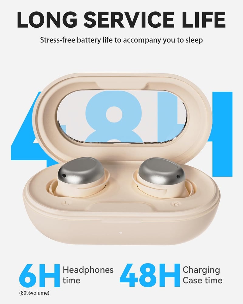 ANSTEN Bluetooth 5.4 Fülhallgató Zajszűrés, Alváshoz Oldalsó Alvók, 48 Órás Akkumulátor
