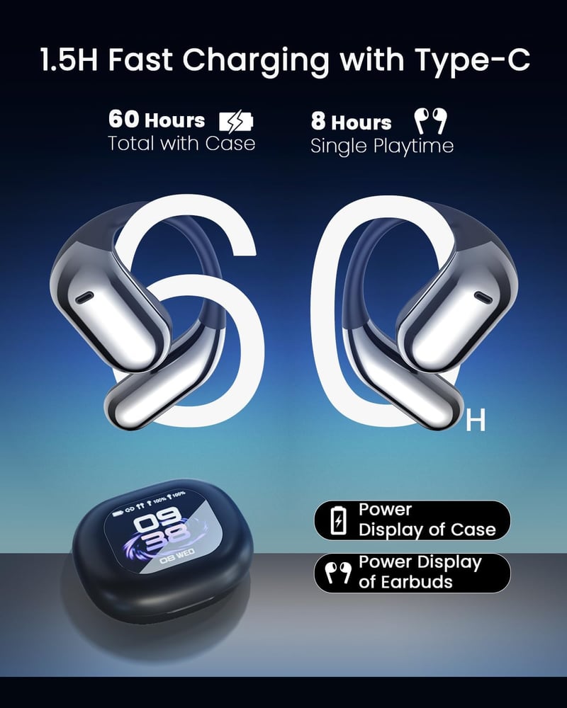 ANSTEN Fordító Fülhallgató Bluetooth 5.4, 144 Nyelvű Nyitott Füles Headset LCD Érintőképernyővel