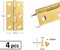 Anstore 4 db arany színű billenő pánt 70x40x1.3 mm csapágyas teherbíró ajtó ablak szekrény zsanér 24 csavarral 2